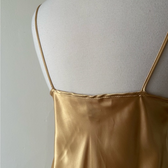 Vintage Victoria Steven’s Gold Slip Dress • Satin Lace Nightgown • Size Large - Picture 6 of 9